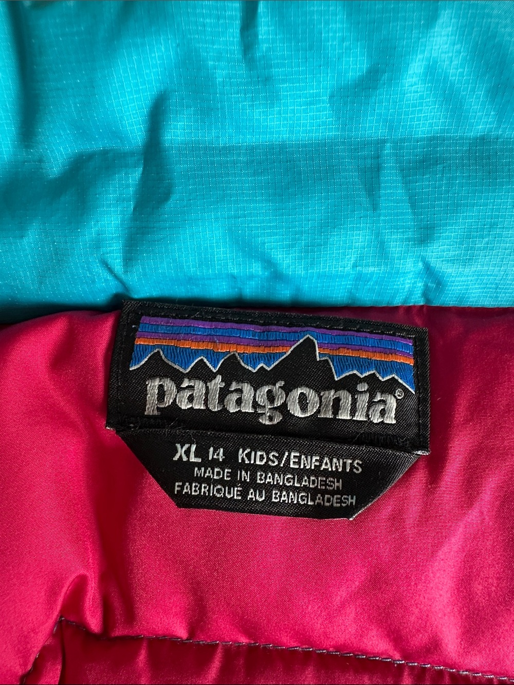 Patagonia Kids Colorblock Jacket - Teal & Magenta with Logo Patch